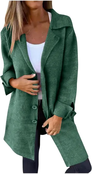 Wool Coat for Women Double Breasted Notch Lapel Trench Caot Elegant Mid-Long Windproof Warm Winter Jackets Outwear