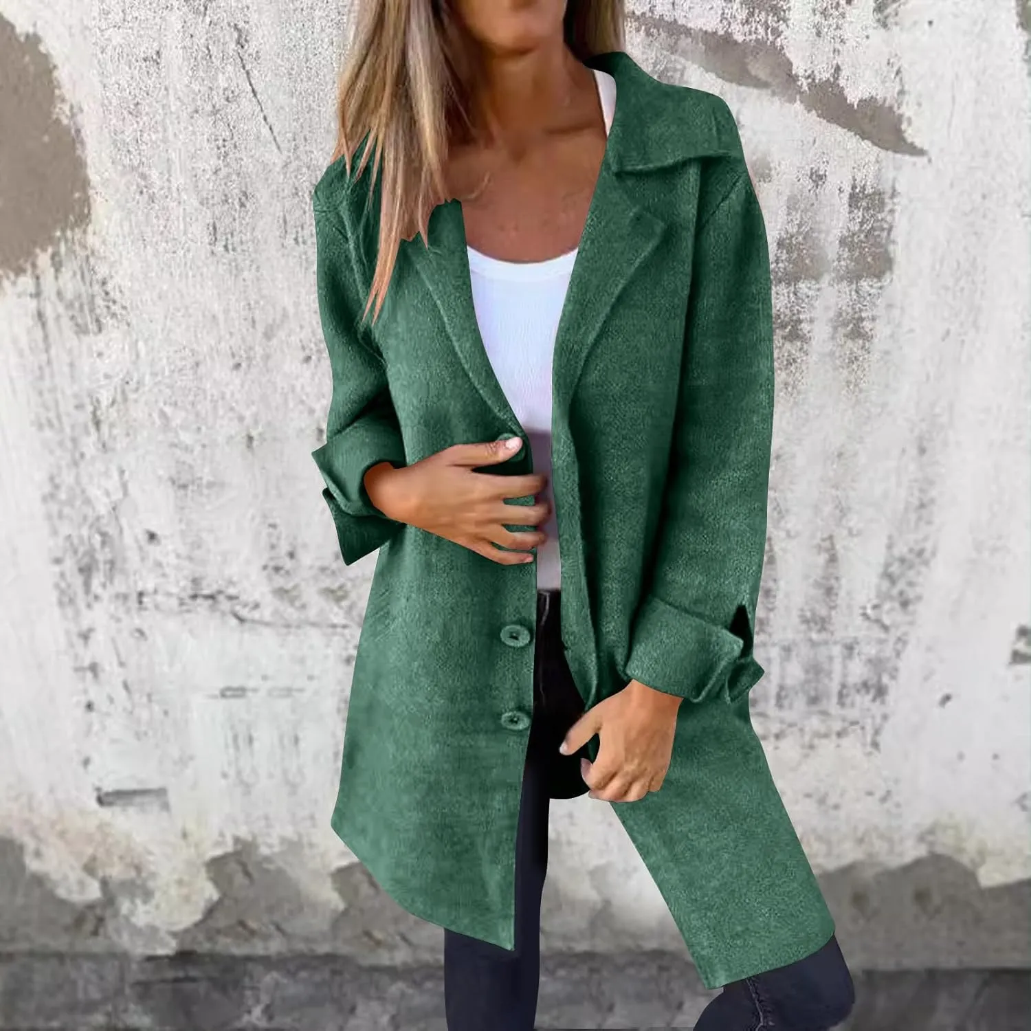 Wool Coat for Women Double Breasted Notch Lapel Trench Caot Elegant Mid-Long Windproof Warm Winter Jackets Outwear