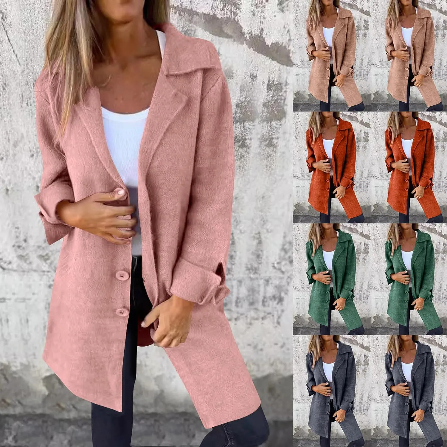 Wool Coat for Women Double Breasted Notch Lapel Trench Caot Elegant Mid-Long Windproof Warm Winter Jackets Outwear