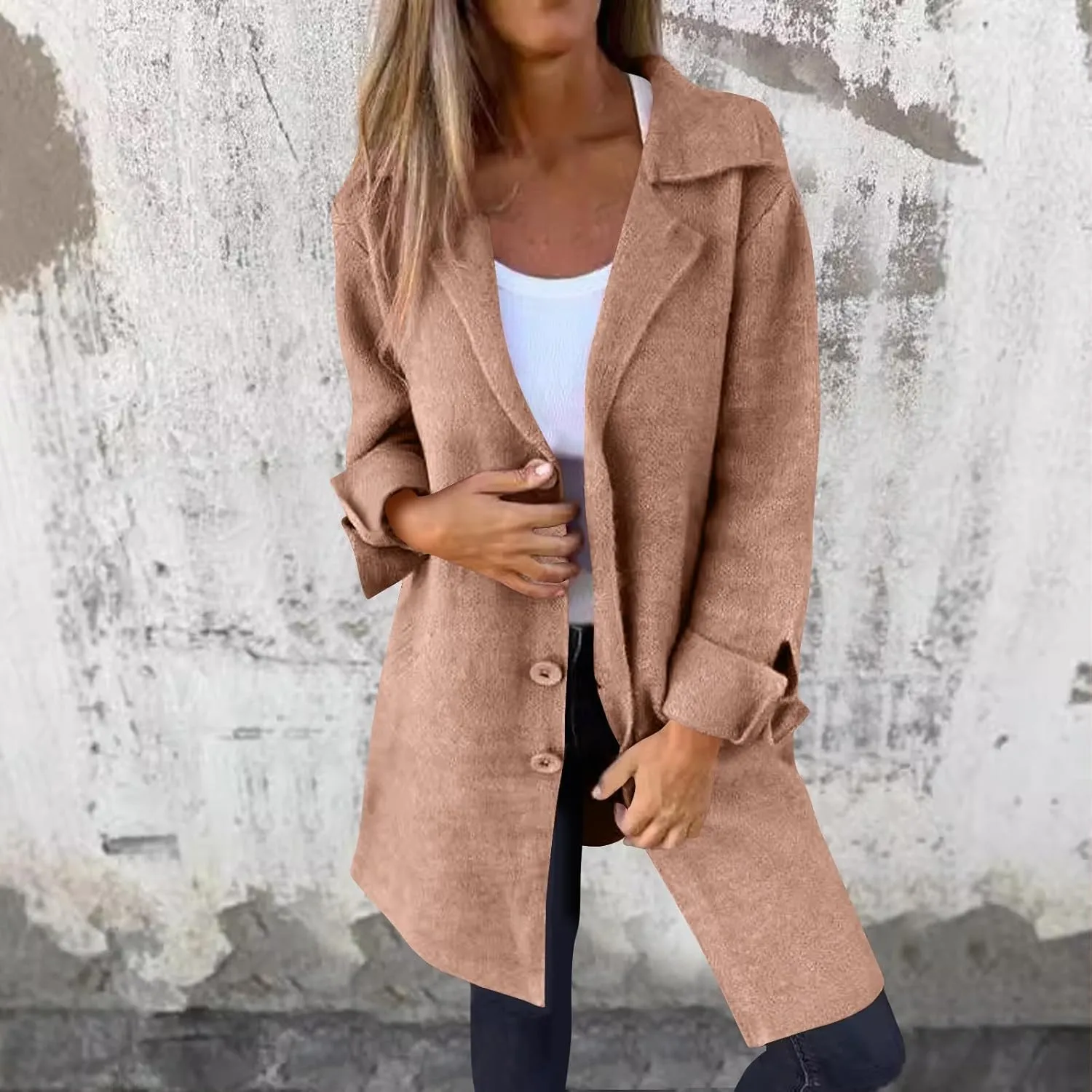 Wool Coat for Women Double Breasted Notch Lapel Trench Caot Elegant Mid-Long Windproof Warm Winter Jackets Outwear