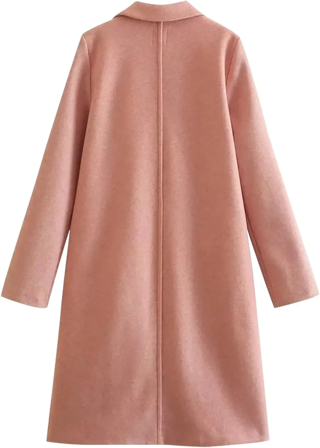 Wool Coats for Women Notched Lapel Open Front Pea Coats Winter Warm Mid Long Thicken Trench Caot Jackets Outwear