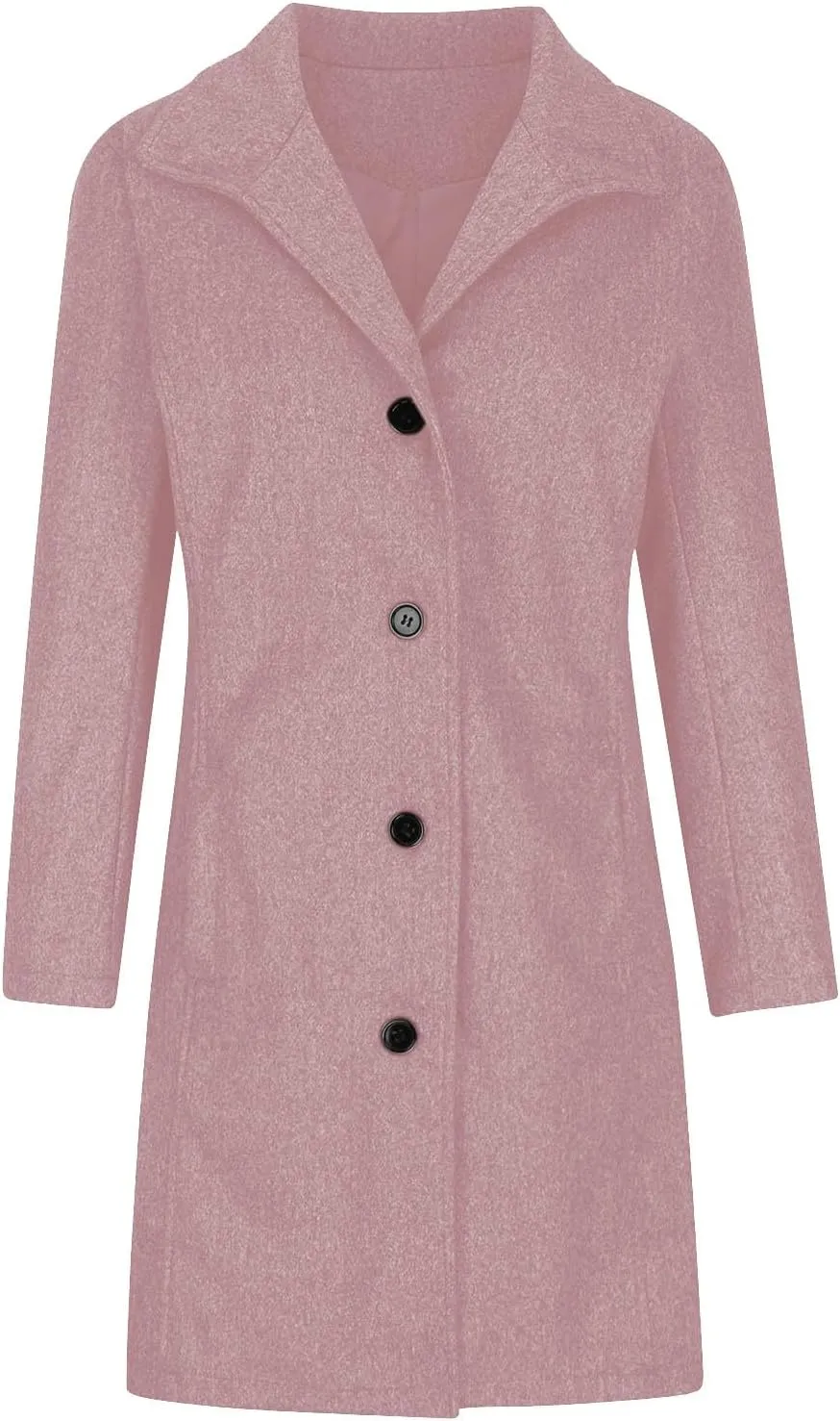 Wool Coats for Women Winter Thicken Wool Blend Pea Coat Stand Collar Single Breasted Casual Trench Coat Overcoat