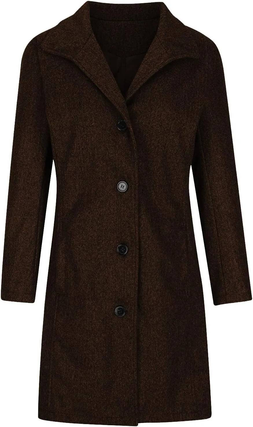 Wool Coats for Women Winter Thicken Wool Blend Pea Coat Stand Collar Single Breasted Casual Trench Coat Overcoat