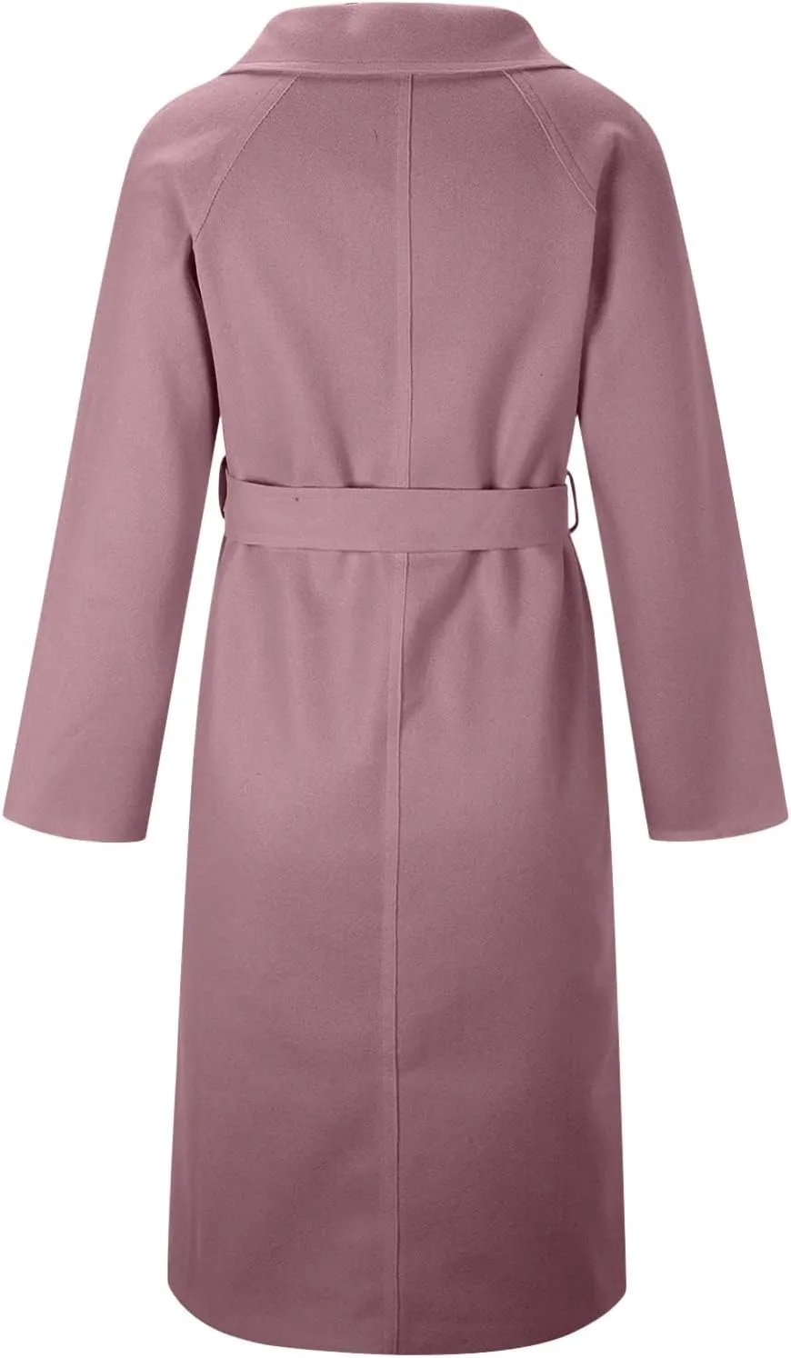 Wool Trench Coat for Women Double-Breasted Casual Work Office Jackets Winter Warm Mid-Long Overcoat With Belt