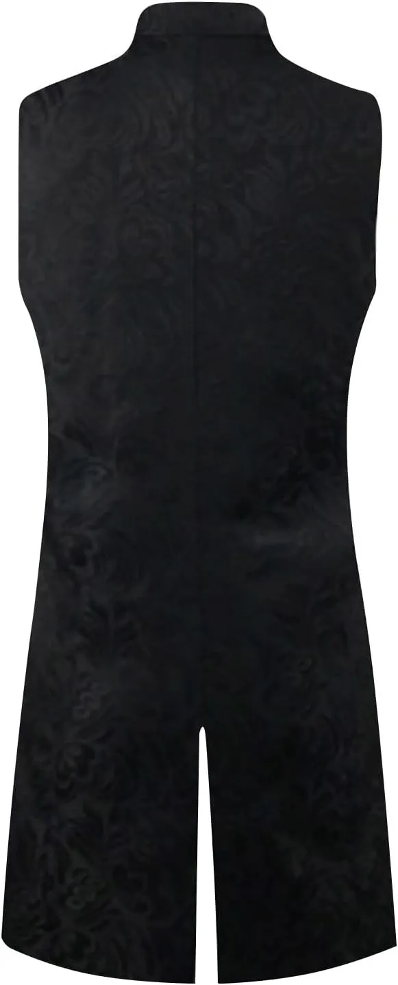 Xiaojmake Mens Gothic Steampunk Vest Double Breasted Jacquard Brocade Vest Swallowtail Waistcoat Medieval Sleeveless Tailcoat