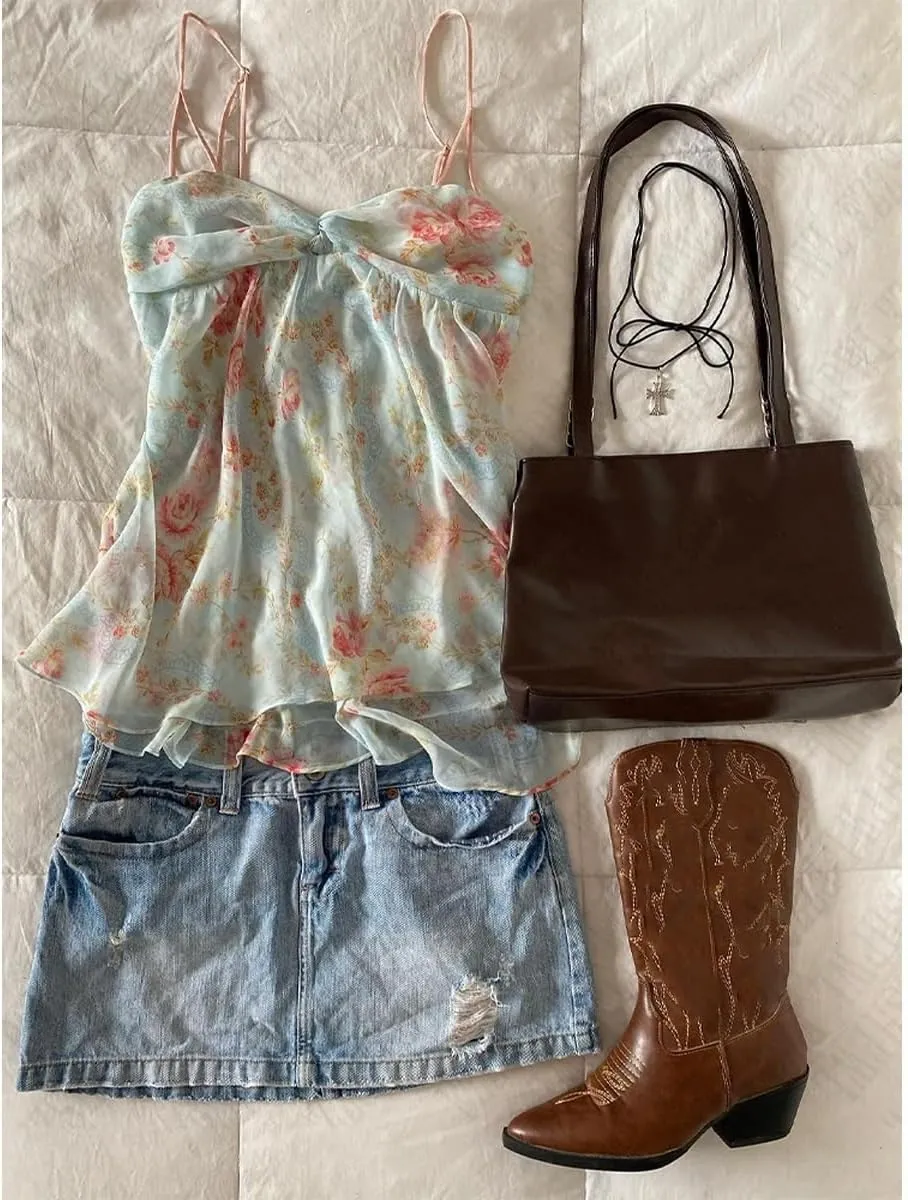 Y2k Tank Top Coquette Cami Women Summer Lace Spaghetti Strap Bow Tops Crop Cute Camisole