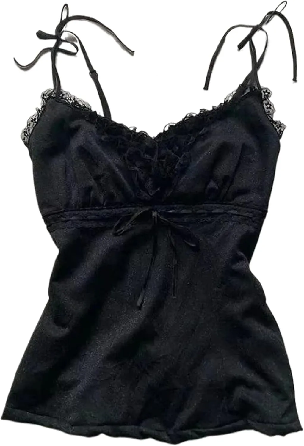 Y2k Tank Top Coquette Cami Women Summer Lace Spaghetti Strap Bow Tops Crop Cute Camisole