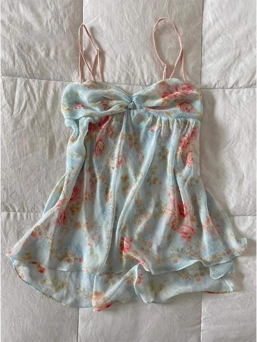 Y2k Tank Top Coquette Cami Women Summer Lace Spaghetti Strap Bow Tops Crop Cute Camisole