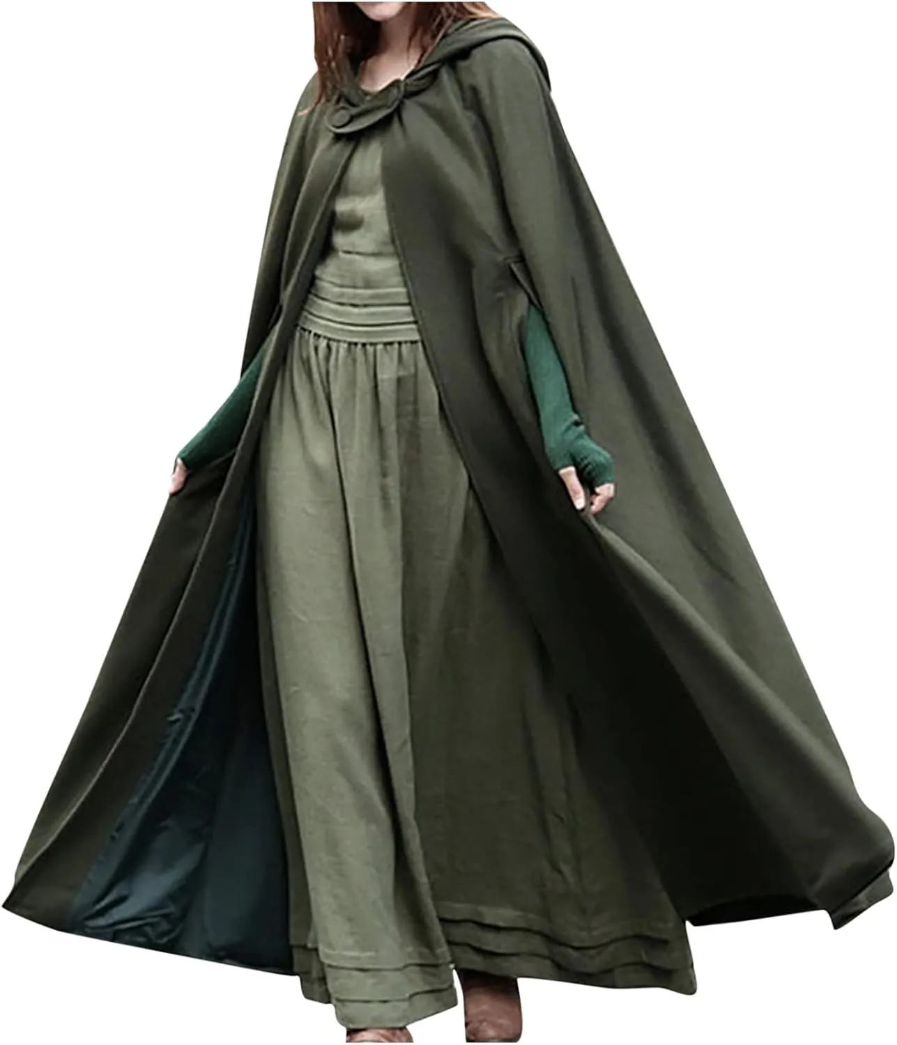 yardsong Cloak Jackets for Women 2024 Fall Winter Fashion Wool Blend Hooded Cape Poncho Cloak Coat Long Trench Coats