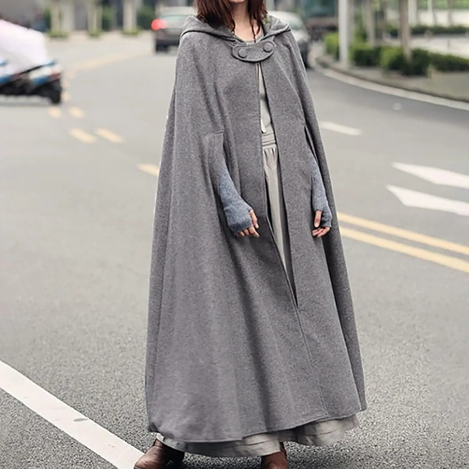 yardsong Cloak Jackets for Women 2024 Fall Winter Fashion Wool Blend Hooded Cape Poncho Cloak Coat Long Trench Coats