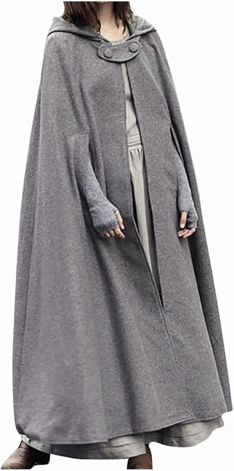 yardsong Cloak Jackets for Women 2024 Fall Winter Fashion Wool Blend Hooded Cape Poncho Cloak Coat Long Trench Coats
