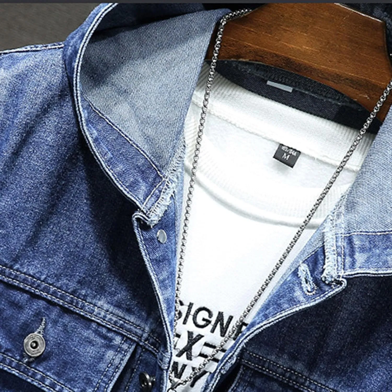 yardsong Mens Denim Jacket with Hood Distressed Button Down Jean Hoodie Long Sleeve Casual Trucker Coats with Pockets