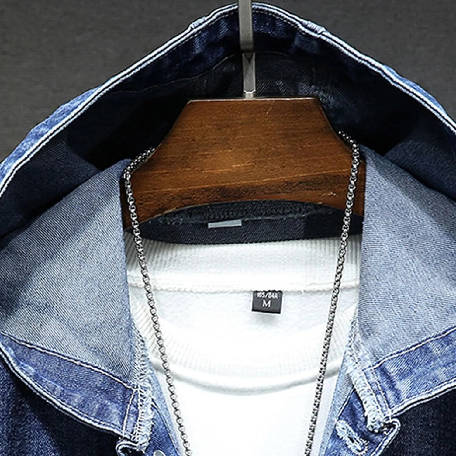 yardsong Mens Denim Jacket with Hood Distressed Button Down Jean Hoodie Long Sleeve Casual Trucker Coats with Pockets