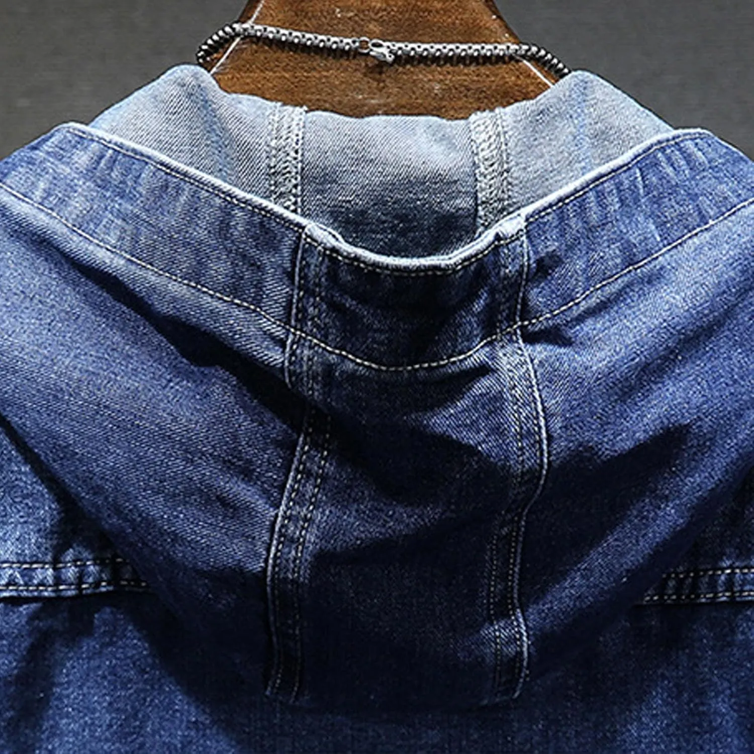 yardsong Mens Denim Jacket with Hood Distressed Button Down Jean Hoodie Long Sleeve Casual Trucker Coats with Pockets