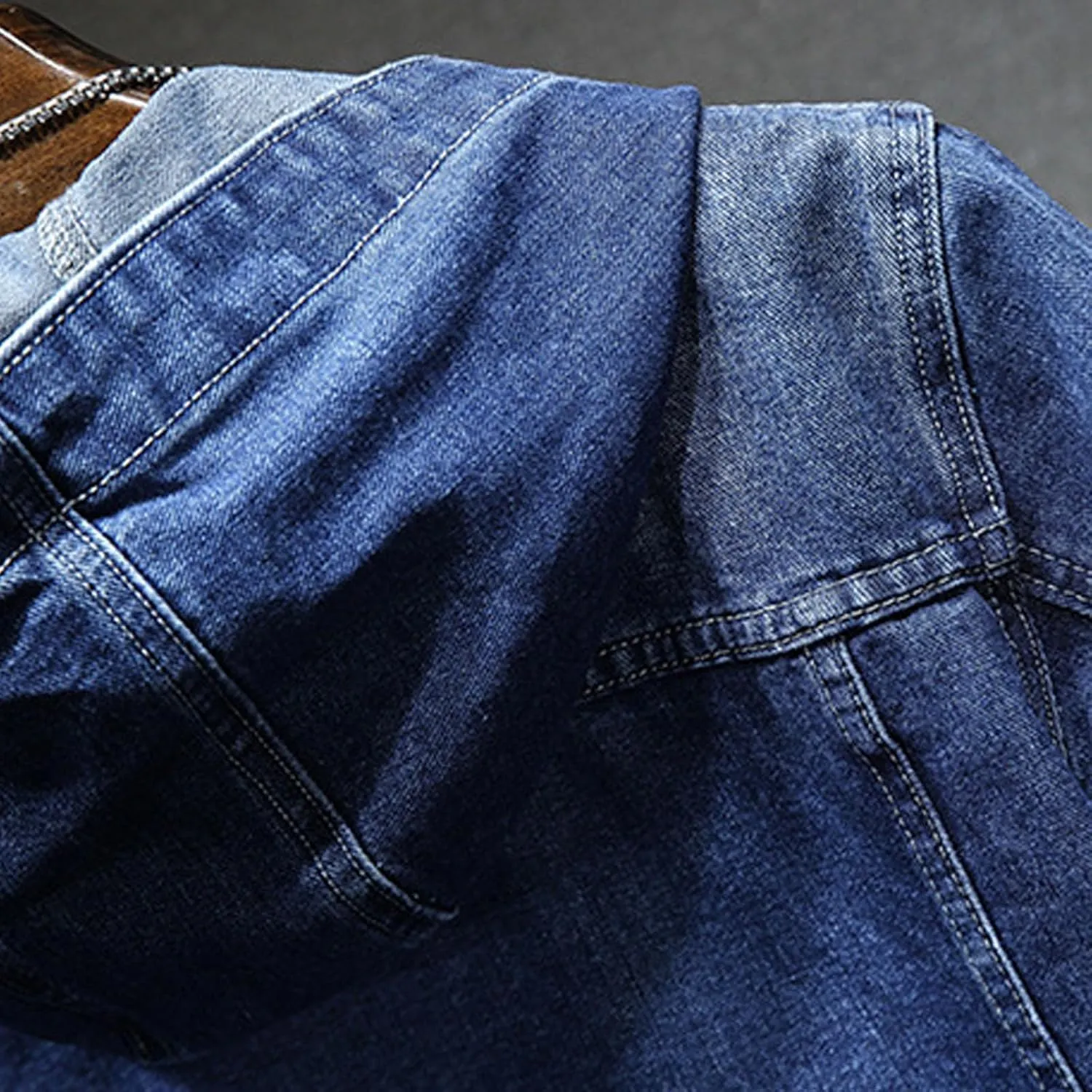 yardsong Mens Denim Jacket with Hood Distressed Button Down Jean Hoodie Long Sleeve Casual Trucker Coats with Pockets