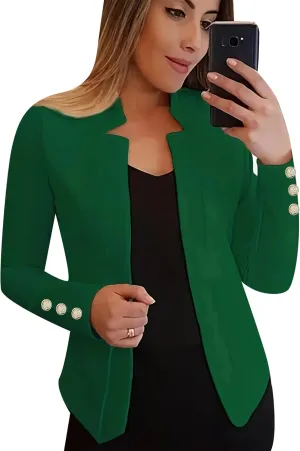 YMING Womens Oversized Open Front Work Blazer Long Sleeve Office Jacket Solid Color Short Cardigans