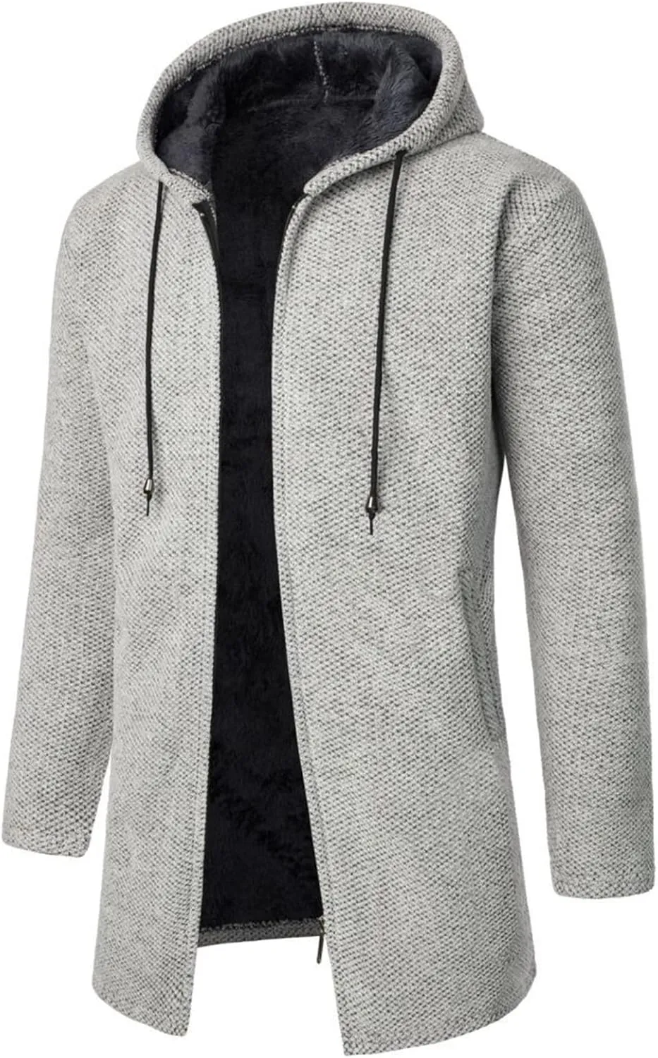 Ymosrh Men's Casual Coats Cardigan Sweaters Jacket Full Zip Fleece Lined Winter Warm Hoodie Coat Long Jackets, L-4XL