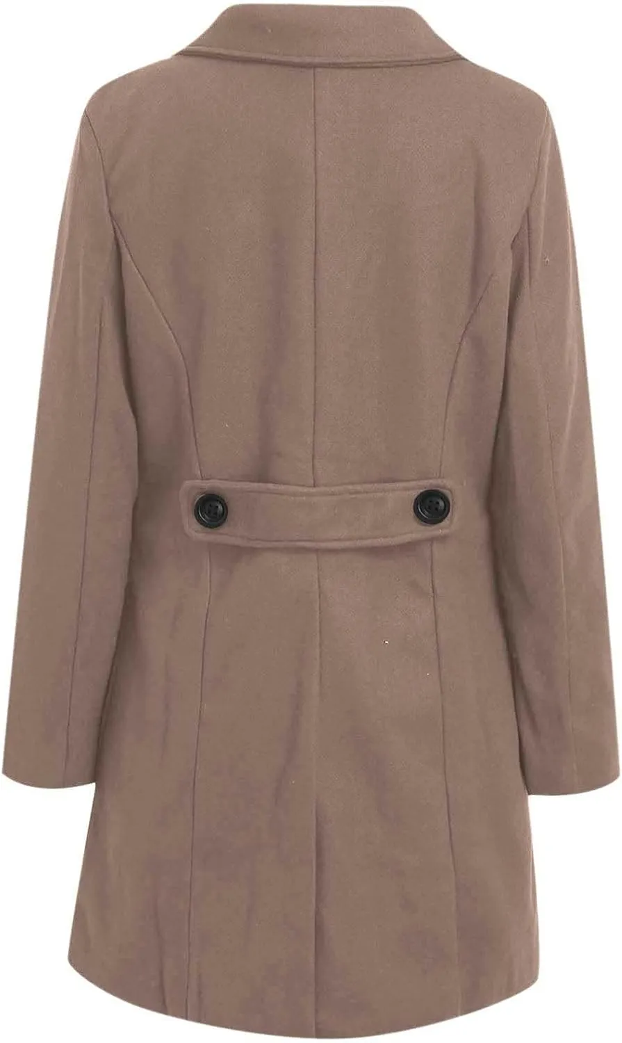 YRAETENM Long Wool Coats for Women Winter Notched Lapel Double Breasted Trench Coats Casual Chunky Warm Pea Coat Outwear