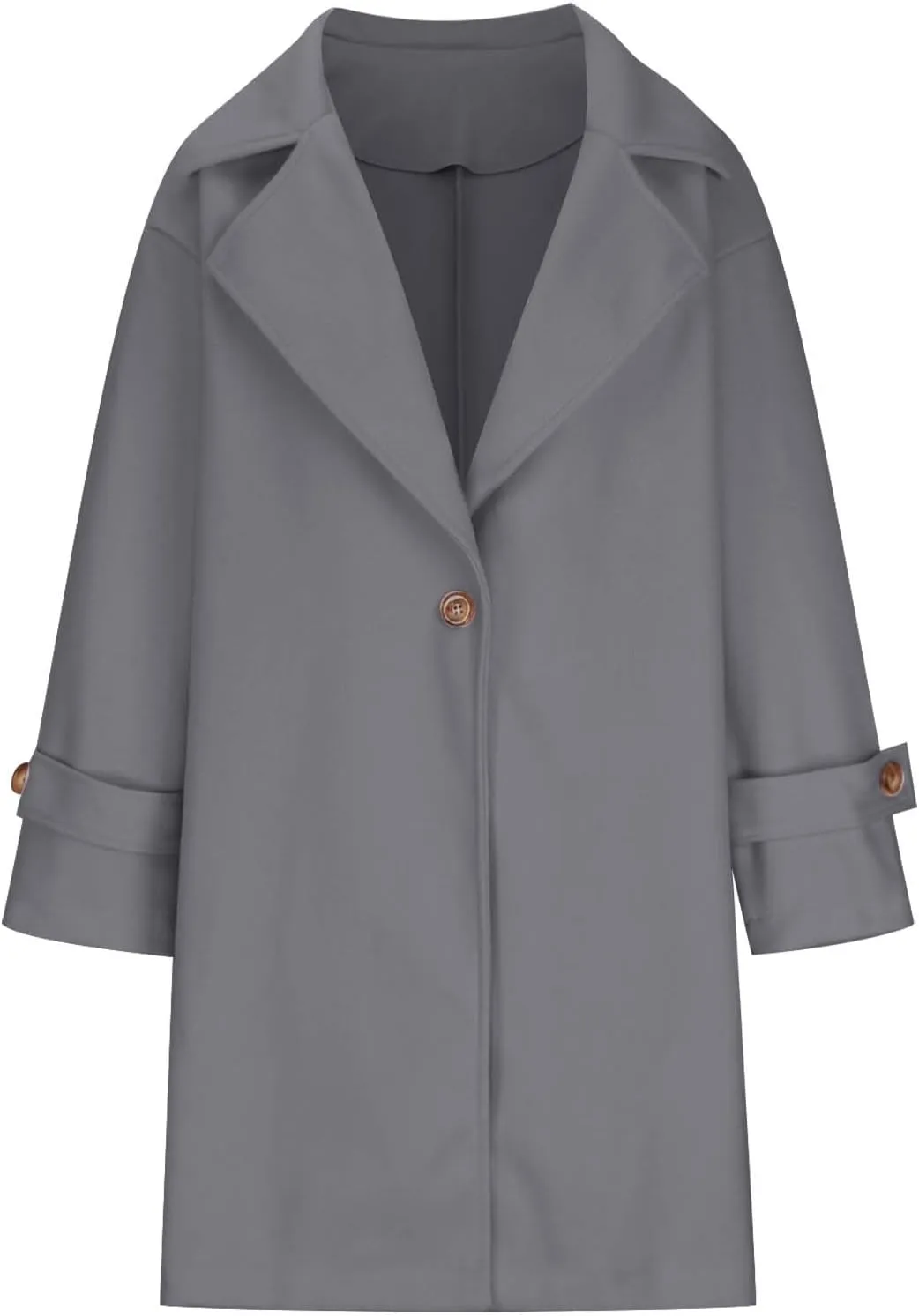 YRAETENM Women's Casual Notch Lapel Wool Coat Single Breasted Raglan Winter Jackets Plus Size Casual Long Trench Coat Peacoat