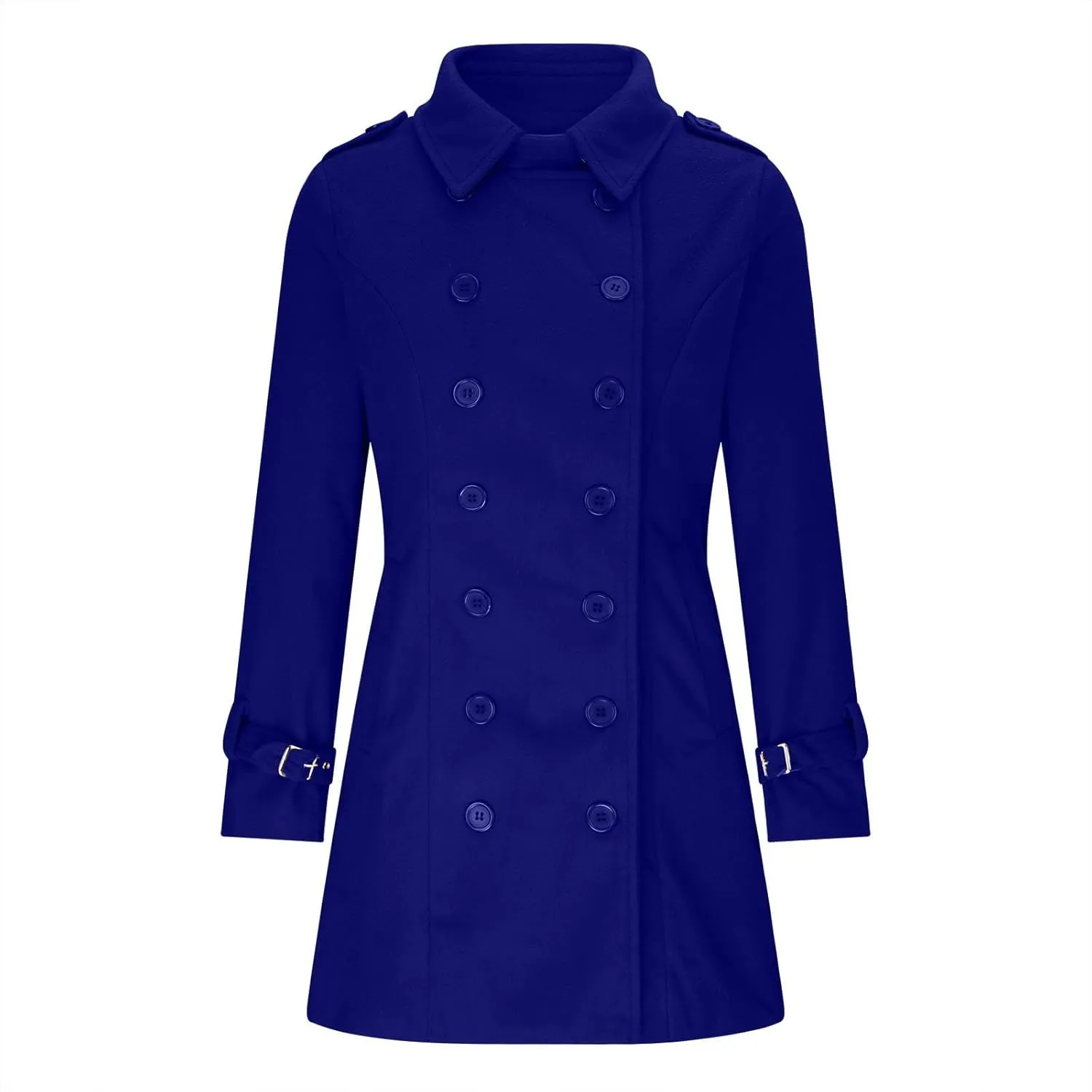 YRAETENM Womens Fall Winter Wool Coats Elegant Double Breasted Pea Coat Classic Slim Fit Collared Trench Coat Warm Overcoat