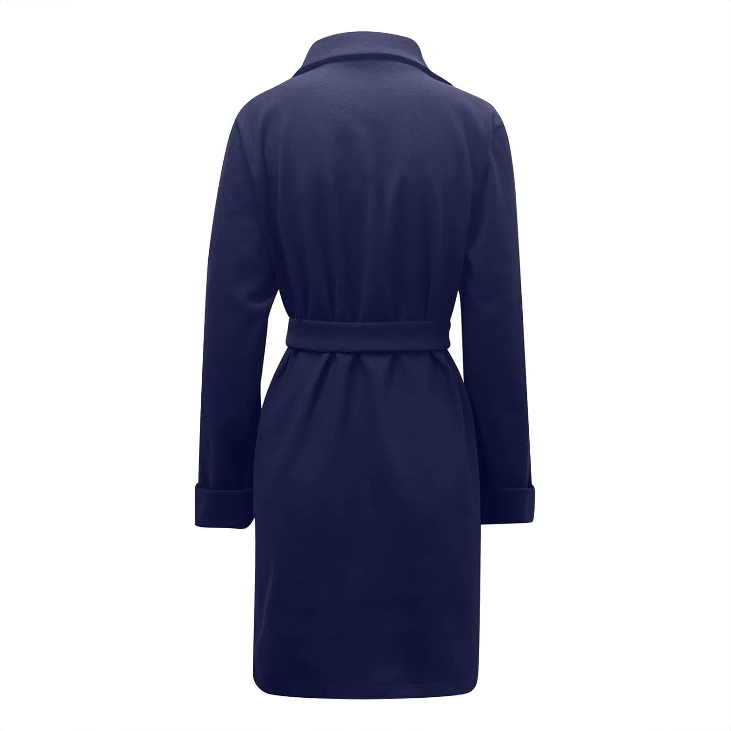 YRAETENM Women's Wool Blend Coat Elegant Notch Lapel Collar Pea Coats Fall Winter Warm Long Overcoat Outerwear with Belt