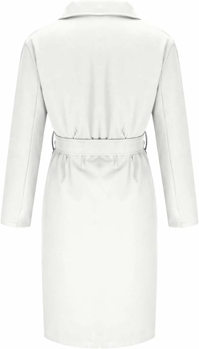 YRAETENM Women's Wool Blend Coat Elegant Notch Lapel Collar Pea Coats Fall Winter Warm Long Overcoat Outerwear with Belt