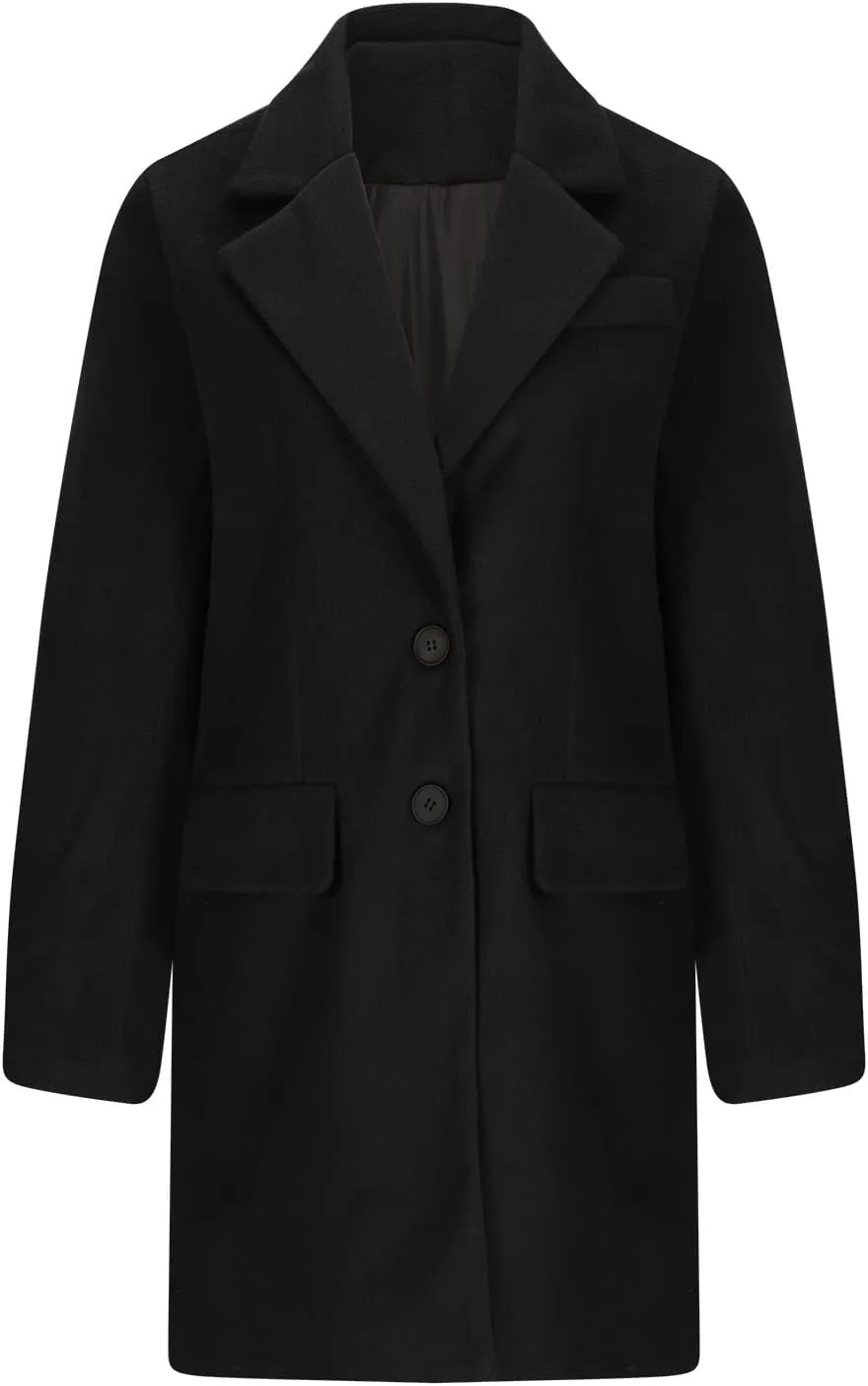 YRAETENM Women's Wool Blend Pea Coats Winter Casual Lapel Collar Open Front Cardigan Windproof Long Blazer Jackets Outwear