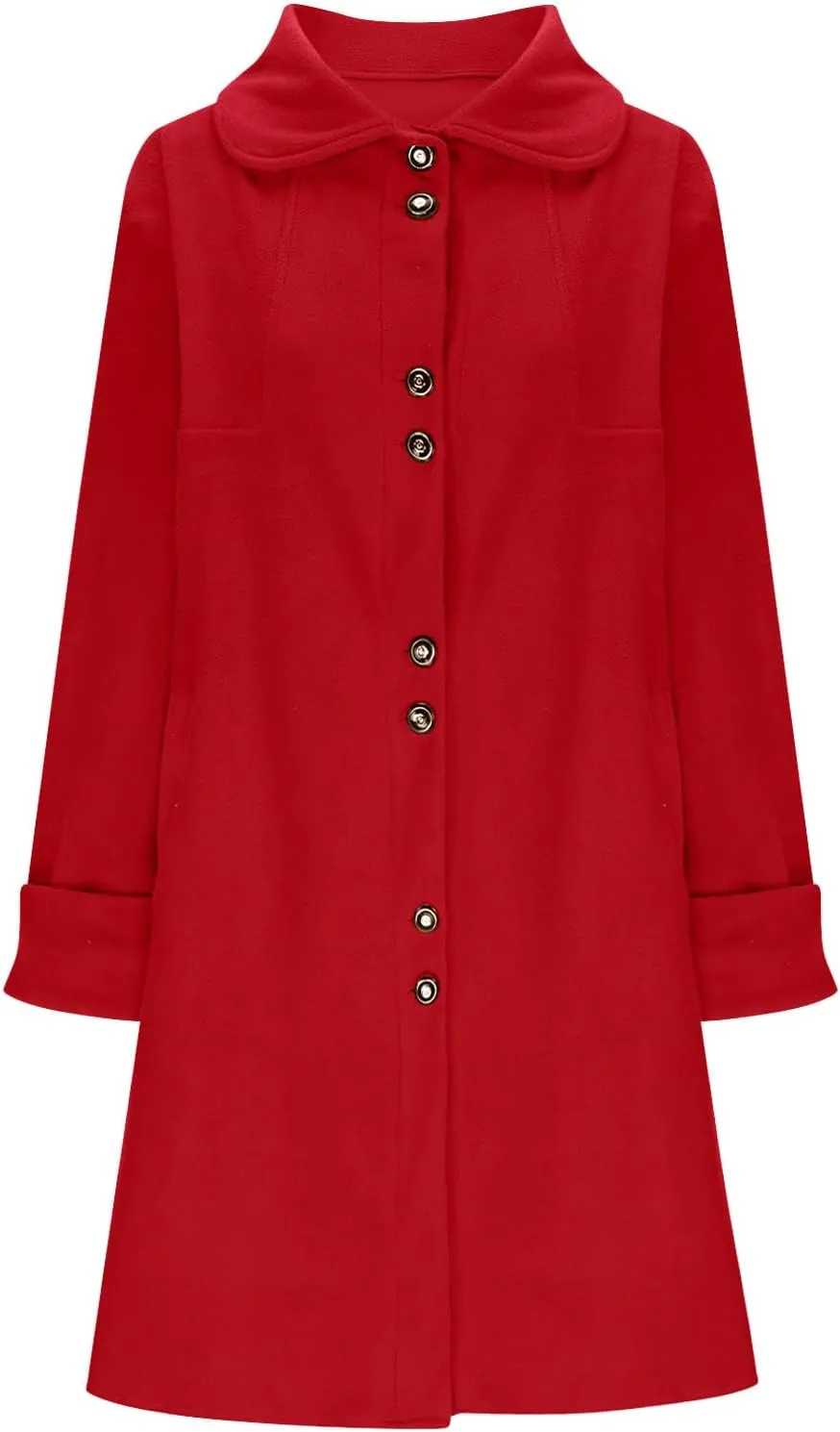YRAETENM Womens Wool Coat Fall Winter Double Breasted Trench Coat Casual Woolen Blazer Jackets Business Mid Length Pea Coats