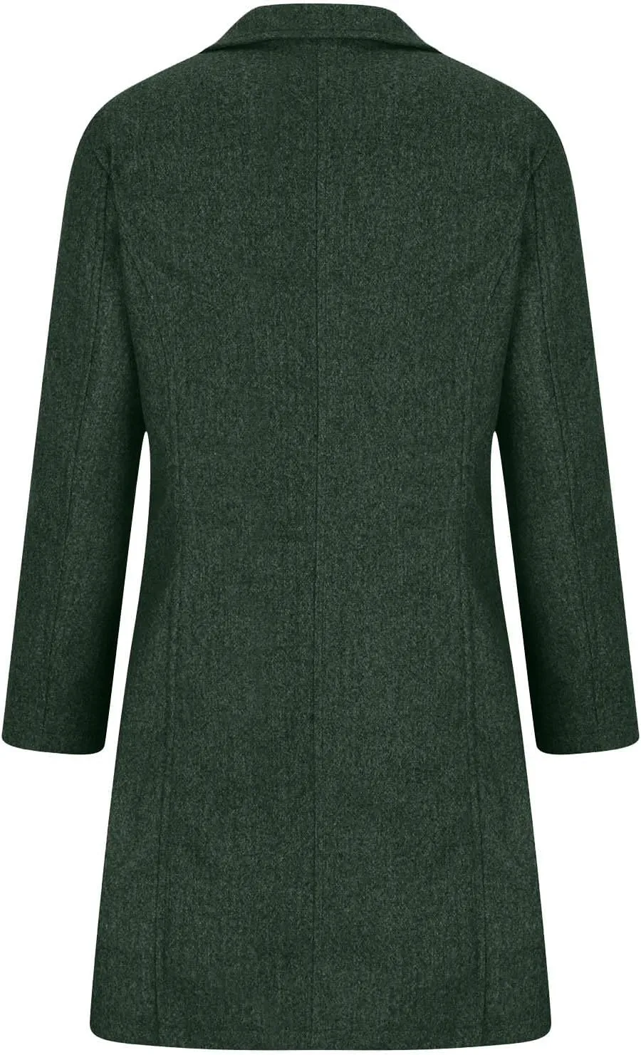 YRAETENM Wool Coats for Women Casual Thicken Stand Collar Single Breasted Pea Coat Fall Winter Mid-Length Overcoat Outerwear