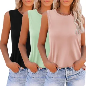 Zeagoo Womens 2025 Tank Tops 2 Pack Casual Crewneck Sleeveless T Shirts Loose Fit Summer Tunic Blouse