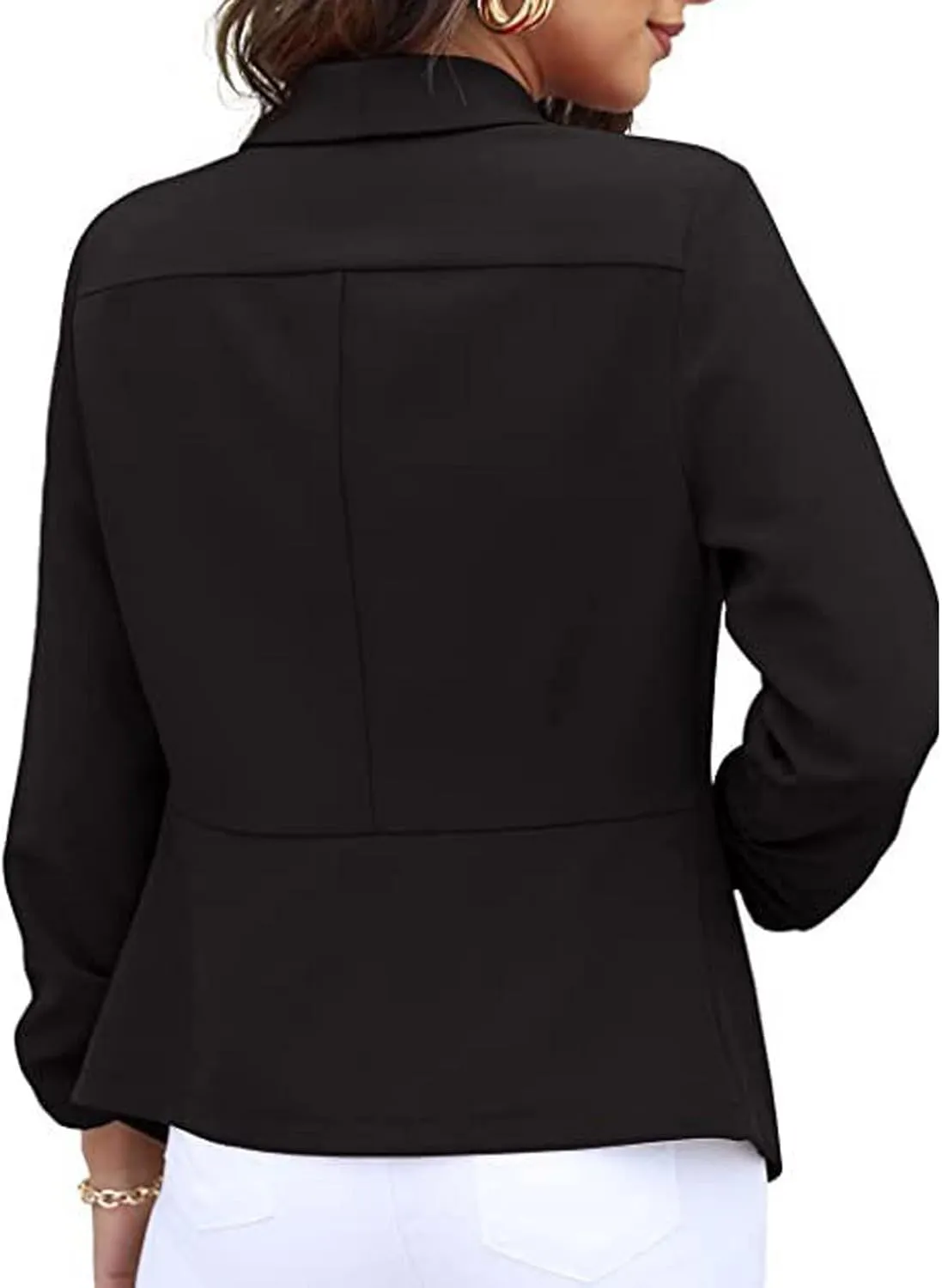 ZEFOTIM Blazer for Women 2024 Winter Work Lightweight Striped/Plain Blazer Fitted Business Plus Size Coat