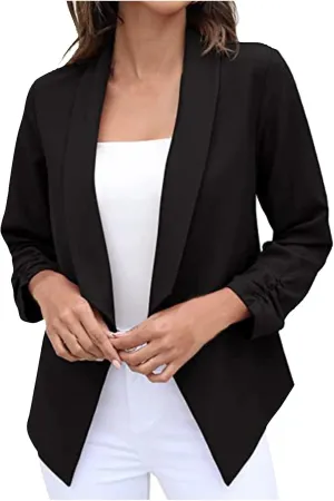 ZEFOTIM Blazer for Women 2024 Winter Work Lightweight Striped/Plain Blazer Fitted Business Plus Size Coat