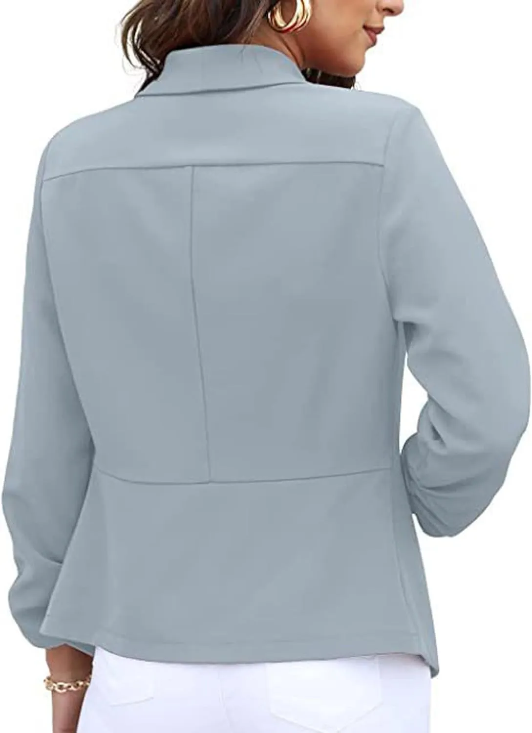 ZEFOTIM Blazer for Women 2024 Winter Work Lightweight Striped/Plain Blazer Fitted Business Plus Size Coat