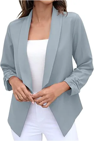 ZEFOTIM Blazer for Women 2024 Winter Work Lightweight Striped/Plain Blazer Fitted Business Plus Size Coat