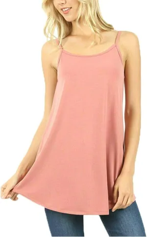 Zenana Women's Regular and Plus Size Front and Back Reversible Spaghetti Strap Cami
