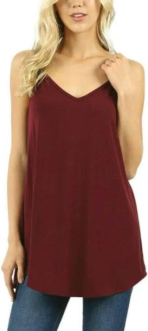 Zenana Women's Regular and Plus Size Front and Back Reversible Spaghetti Strap Cami