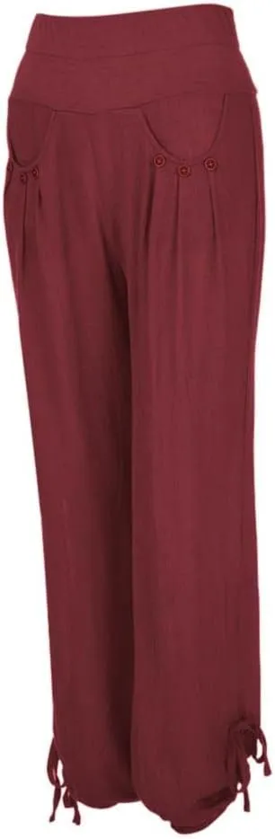 ZHUER Womens Cotton Linen Sweatpants Plus Size High Waist Harem Pants Solid Boho Beach Pants Comfy Casual Wide Leg Pants