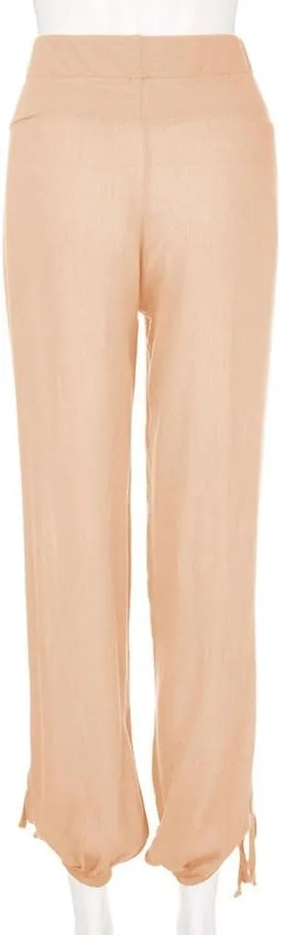 ZHUER Womens Cotton Linen Sweatpants Plus Size High Waist Harem Pants Solid Boho Beach Pants Comfy Casual Wide Leg Pants