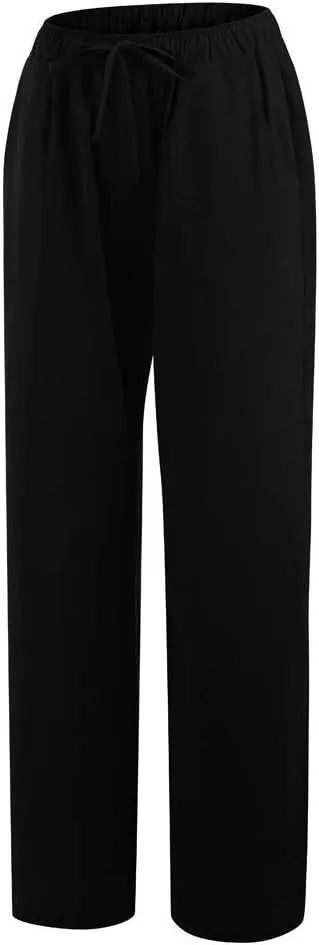ZHUER Womens Cotton Linen Sweatpants Plus Size High Waist Harem Pants Solid Boho Beach Pants Comfy Casual Wide Leg Pants