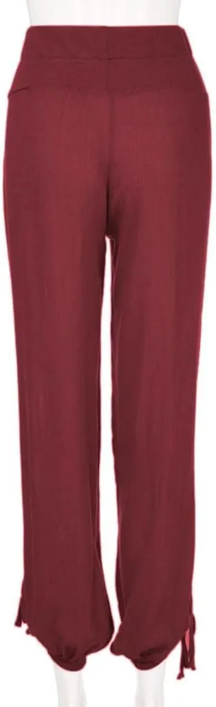 ZHUER Womens Cotton Linen Sweatpants Plus Size High Waist Harem Pants Solid Boho Beach Pants Comfy Casual Wide Leg Pants