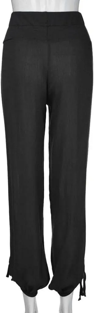 ZHUER Womens Cotton Linen Sweatpants Plus Size High Waist Harem Pants Solid Boho Beach Pants Comfy Casual Wide Leg Pants