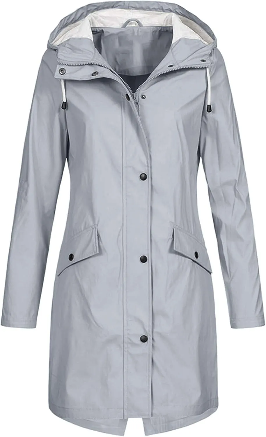 ZYXTIM Women's Oversize Raincoat Waterproof Lightweight Hooded Rain Jacket Loose Warm Winderbreaker Rain Slicker Trench Coat